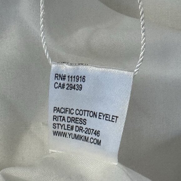 YUMI KIM Rita mini dress white eyelet size small tiered shoulder ties smocked - Picture 11 of 13